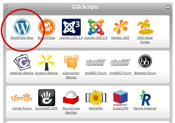 Install WordPress through hosting control panel