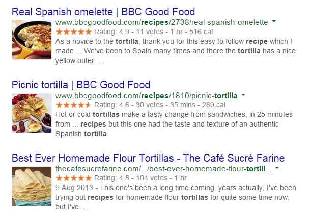 Example of structured data - recipes