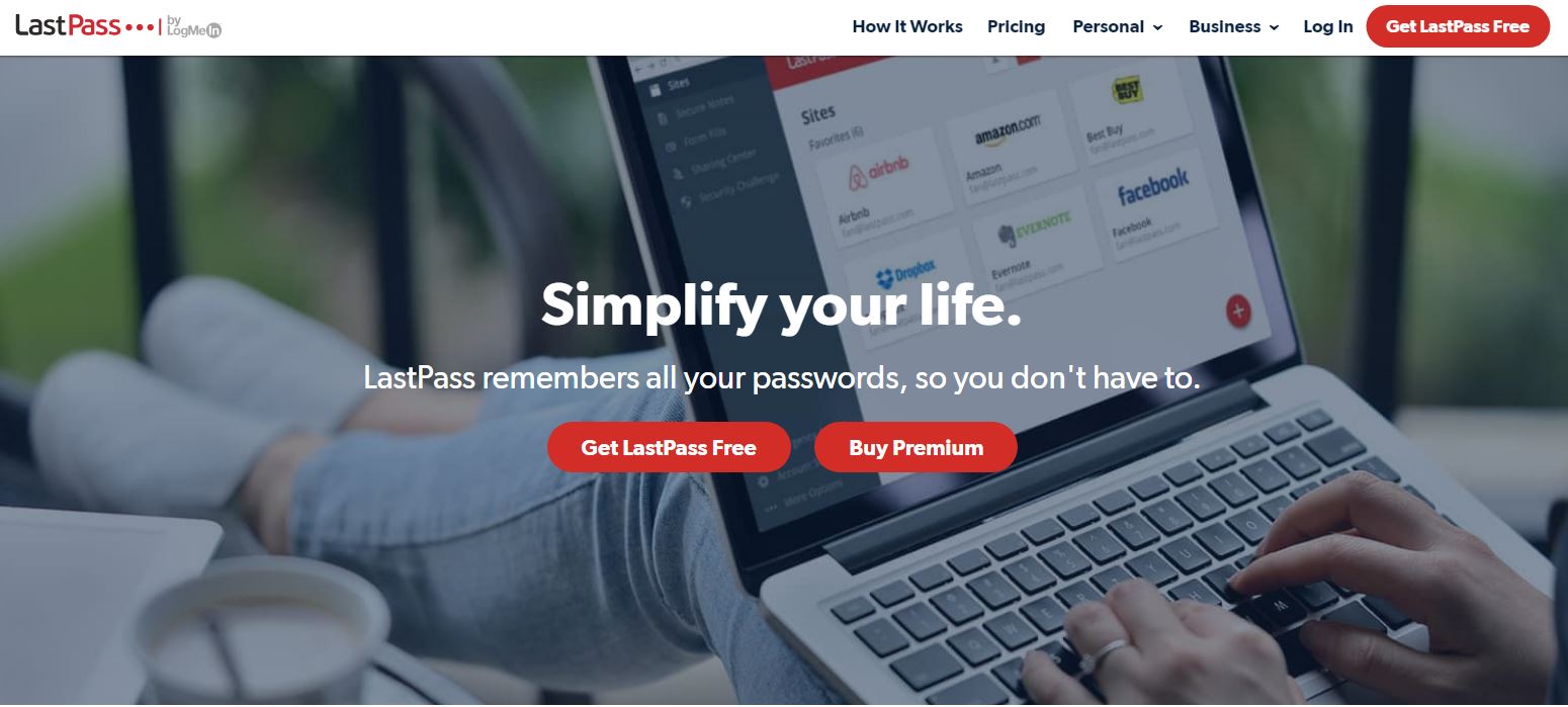 Lastpass landing page