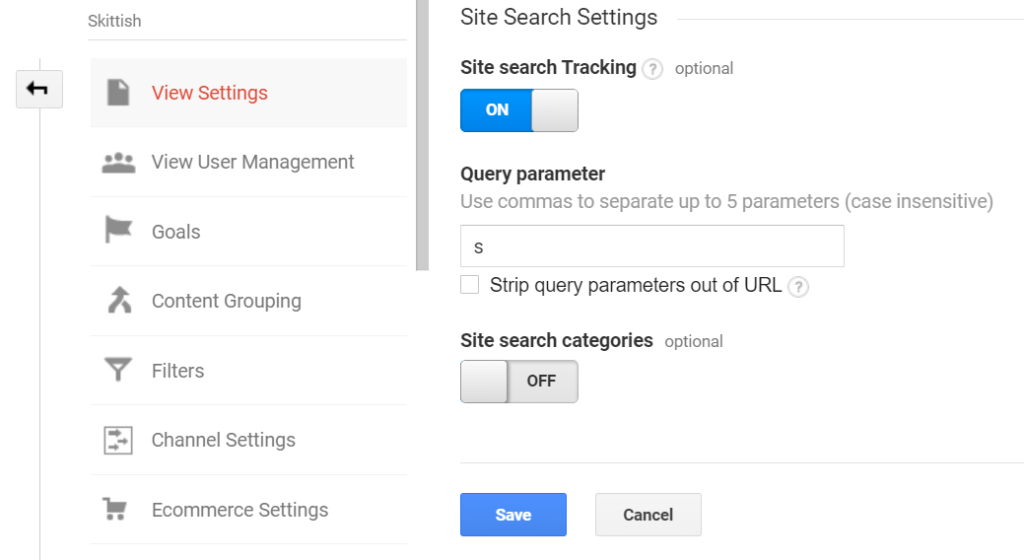 Site Search Tracking Setup Google Analytics