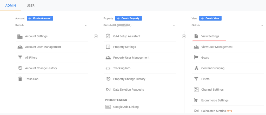 View Settings in Google Analytics