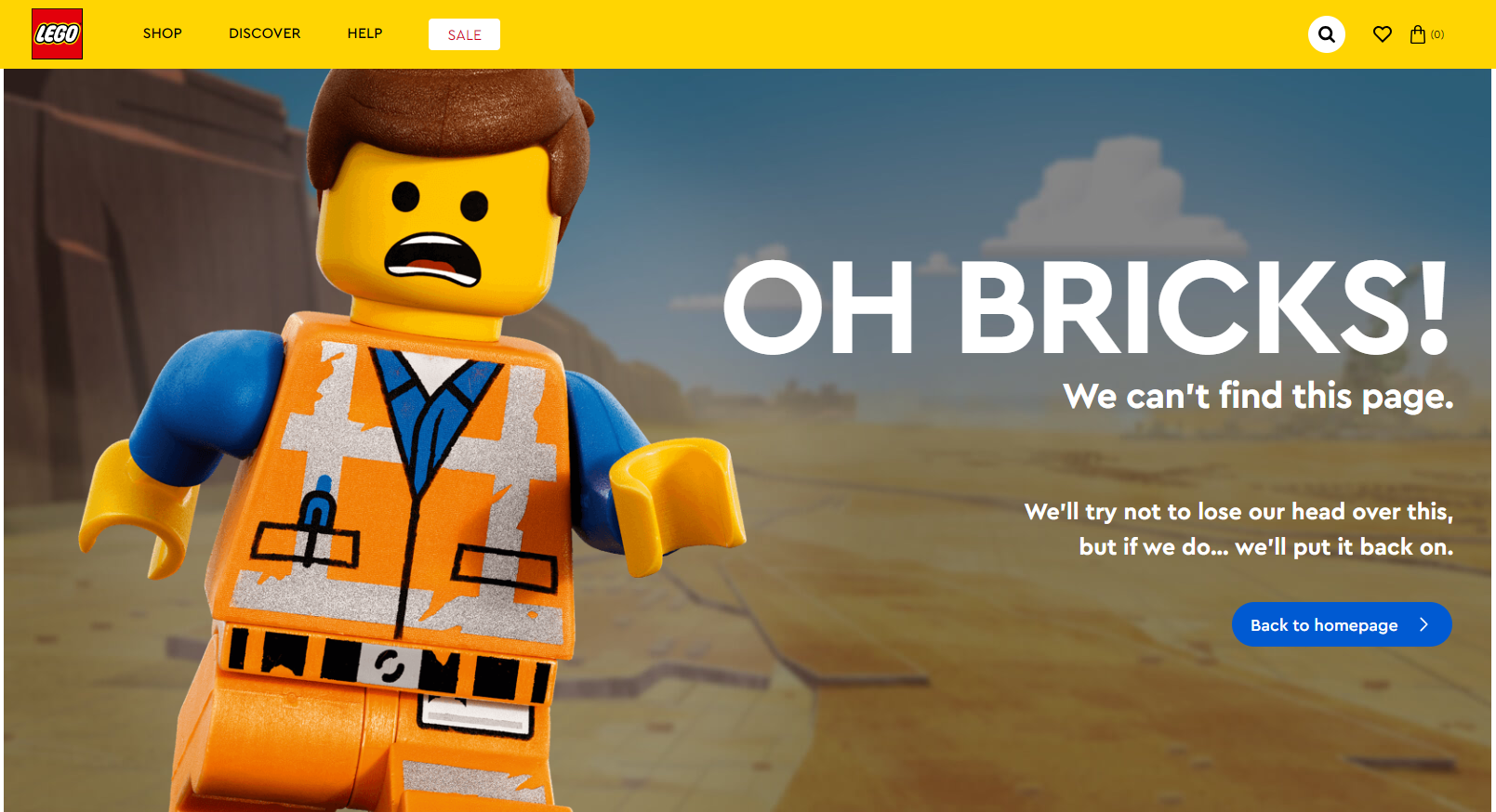 Lego 404 error page